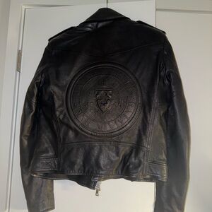 Balmain Black Leather Bomber Jacket